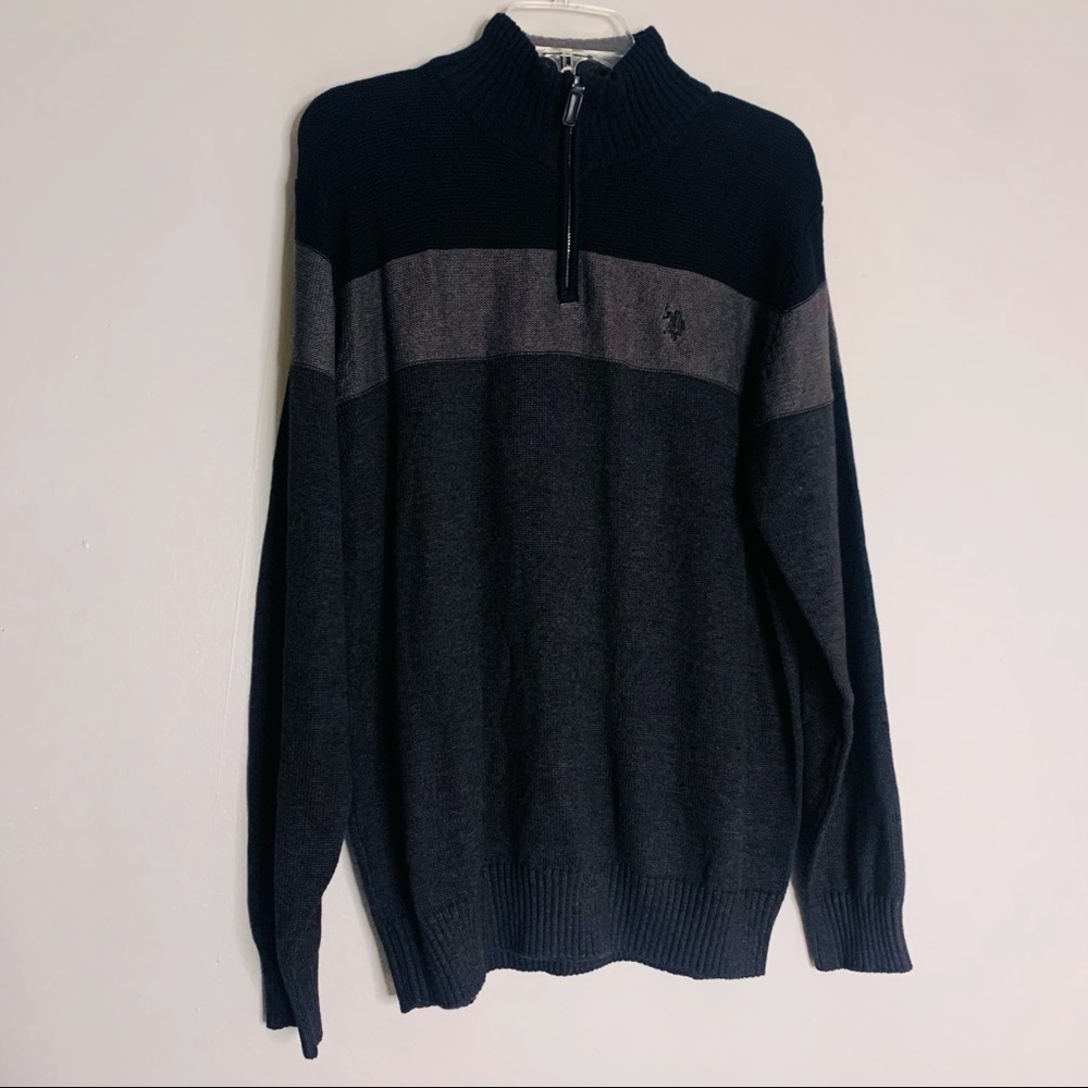 US polo ASSN men’s size large cotton acrylic 1/4 zip pullover sweater